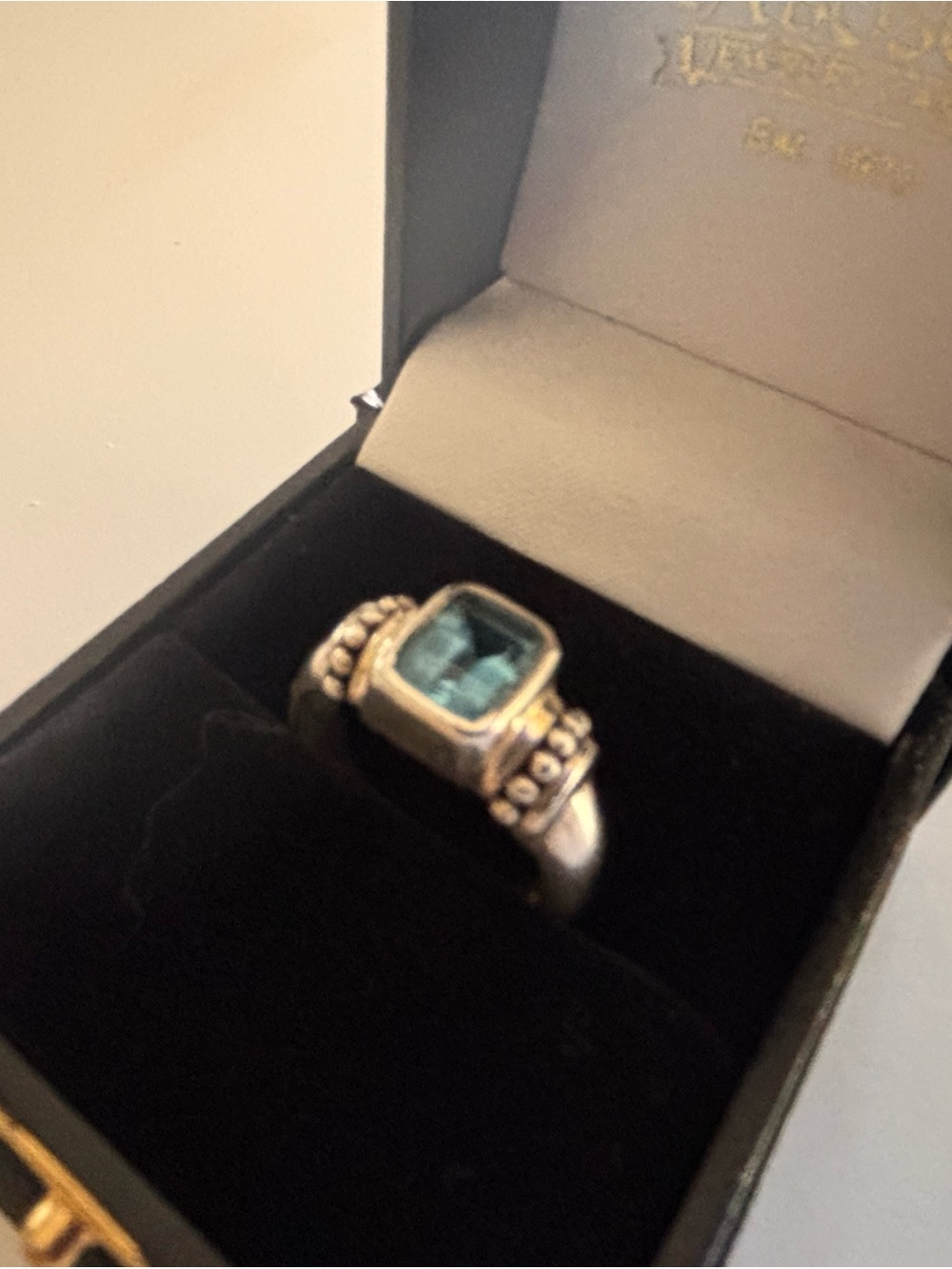 Sterling Ring with Square Blue Gemstone